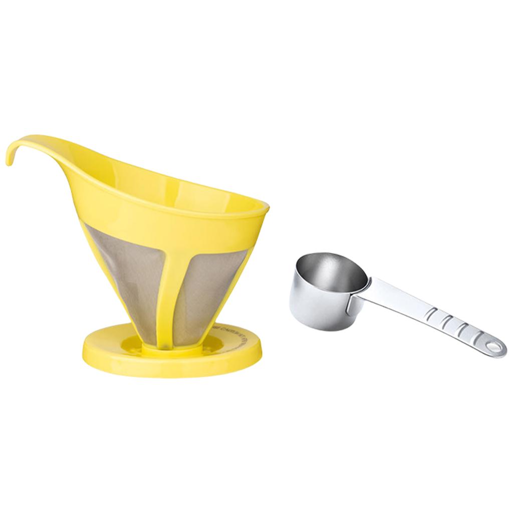 Stainless Steel Coffee Filter Set with HLB18 Measuring Spoon Meshs Filter Funnel Coffee Funnel Suitable for Coffee