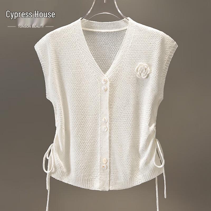 Women s Elegant V-Neck Sleeveless Knit Top One Size