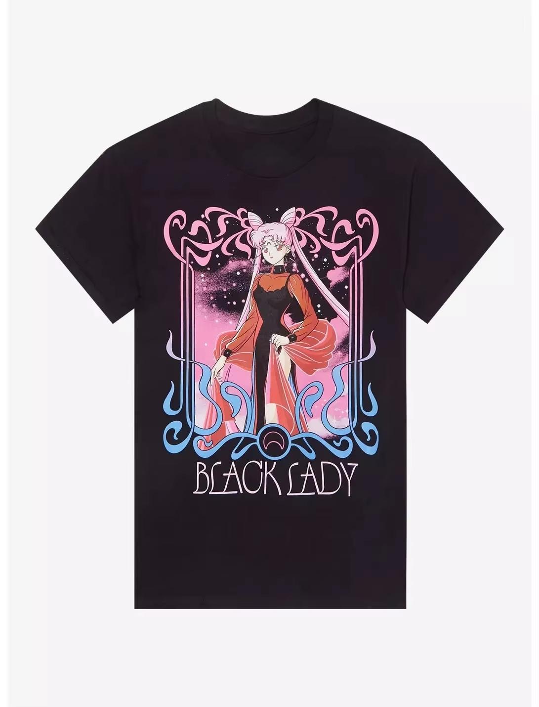 

Summer 2026 Sailor Moon Bunny Black Lady Dark Goth Theme 100 Cotton Printed Tshirt Male and Female Parentchild Top S