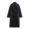 Womens Wool Blend Oversized Trench Coat Longline Casual Outerwear In Black Khaki Beige Gray