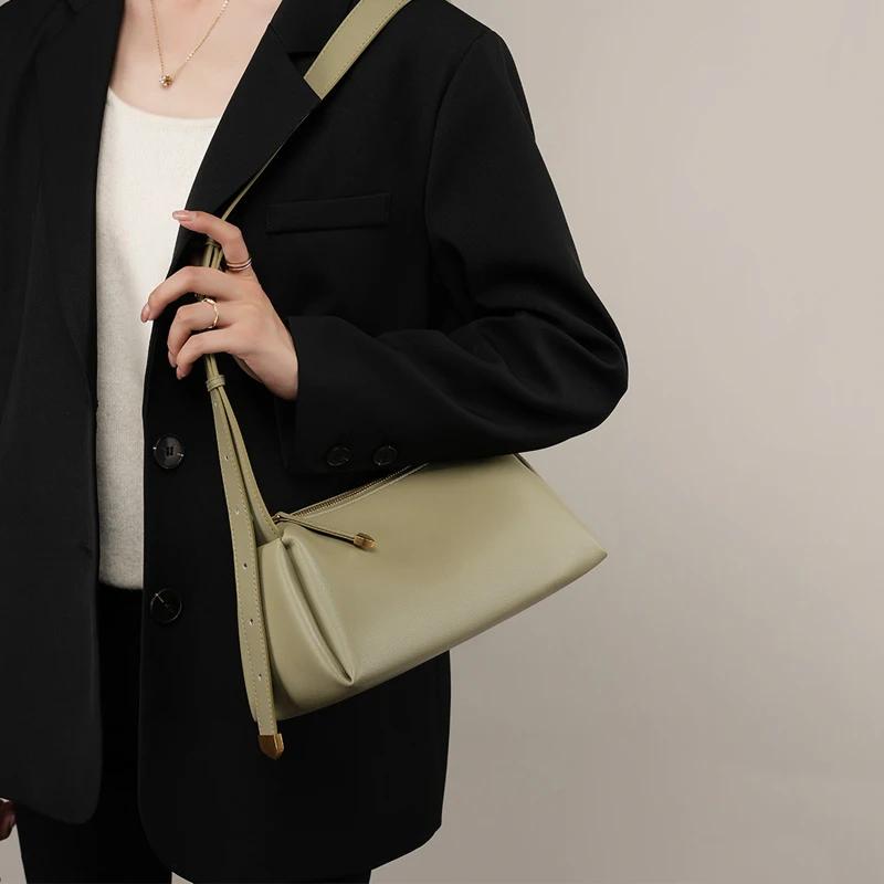 Damen Weiches Rindsleder Schulter-Achseltasche Damen Spaltleder Crossbody-Taschen Damen Lässig Designer Luxus Retro Handtasche