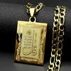 Arabic Letter Quran 4 Quls Stainless Steel Muslim Islamic Chain Necklace for Women Men Gold Plated Pendant Necklaces Jewelry
