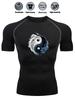 Mens White Compression Short Sleeve T-Shirt Yin Yang Graphic Quick Dry Breathable High Elasticity Gym And Running Athletic Top