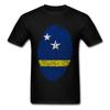 Curacao Flag Fingerprint Tshirt Men Black T Shirt Striped Clothing Summer Team Tshirt Cotton Fabric Tops Vintage Tees