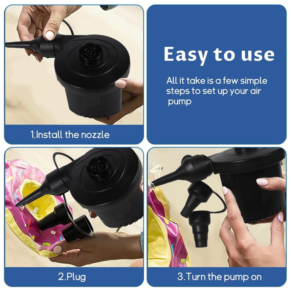 Tragbare Luftpumpe mit 2000mAh Akku USB Wiederaufladbar zum Aufblasen und Ablassen für Poolschwimmer, Luftbett, Vakuumaufbewahrungsbeutel