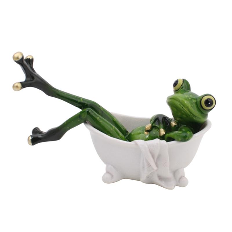 Whimsically Funny Resins Frogs Figurine Cartoon Animal Statue Collectible Ornament for Home Office Desktop Shelf Decors