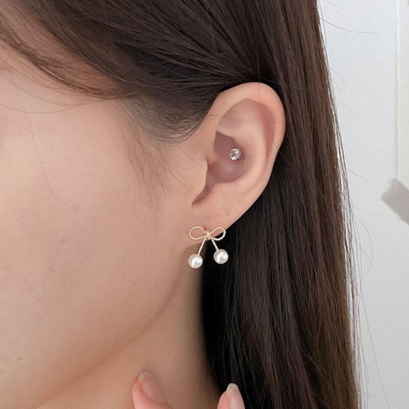 

Dehagi White Earrings Bead Pearl Knot Minimal Women s Neat ONECOLOR