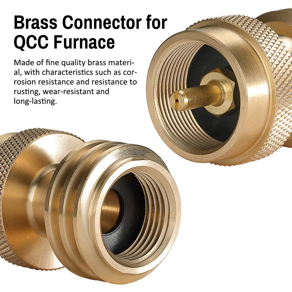 QCC Furnace To Propane Gastank Adapter Outdoor Camping Picnic Stoves Accessory Brass Connector for