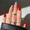 24Pcs Christmas Snowflake Red Glitter Stripe Almond Press On Nails Full Cover Fake Nail Tips Wearable Manicure Set