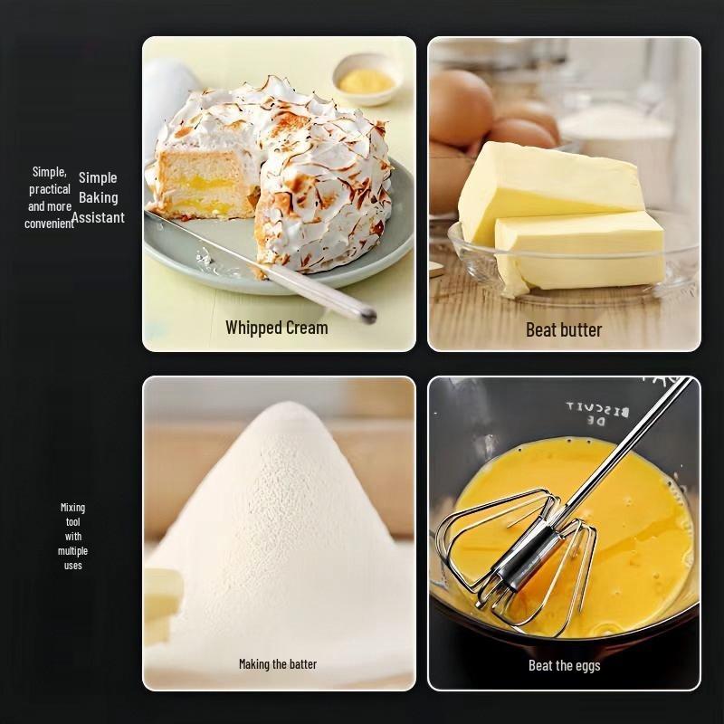 Stainless Steel Semi-Automatic Egg Beater & Milk Frother Mixer Tool