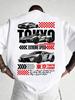 Short-Sleeved T-Shirt with Fast Tokyo Racing Print Design Clothing Graphic Short Sleeve Shirt M