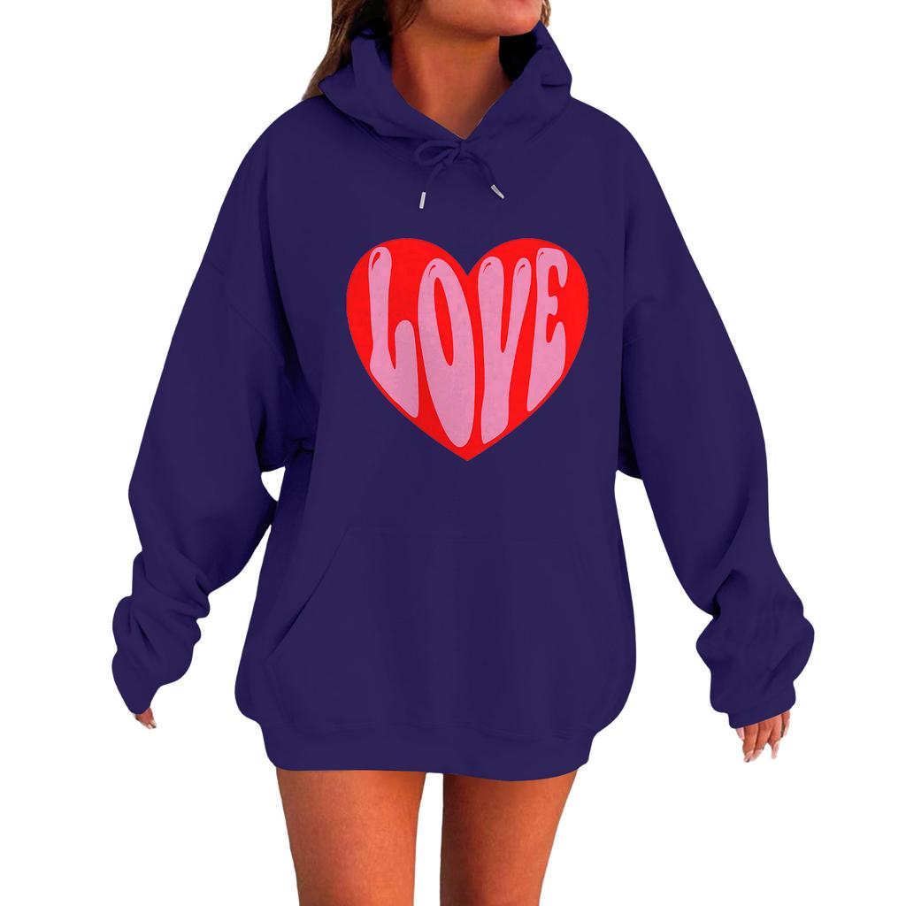 Women's Loose Comfortable Casual Fashionable Love Printed Long Sleeved Sweatshirt