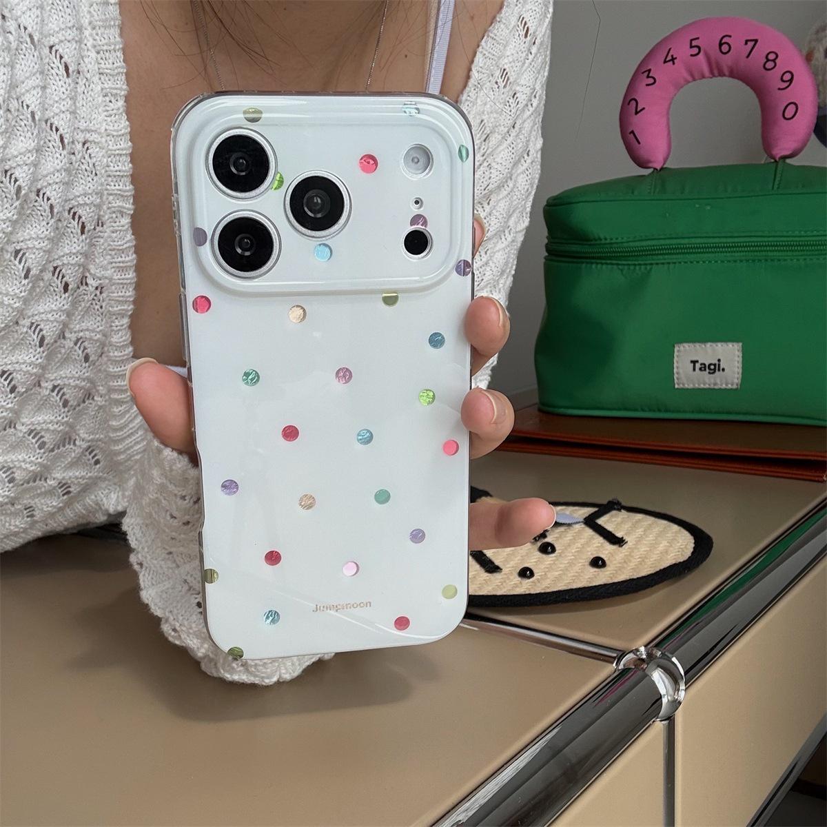 Gold-Plated Polka Dot iPhone 15 Pro Max Anti-Drop Case iPhone 16 Pro