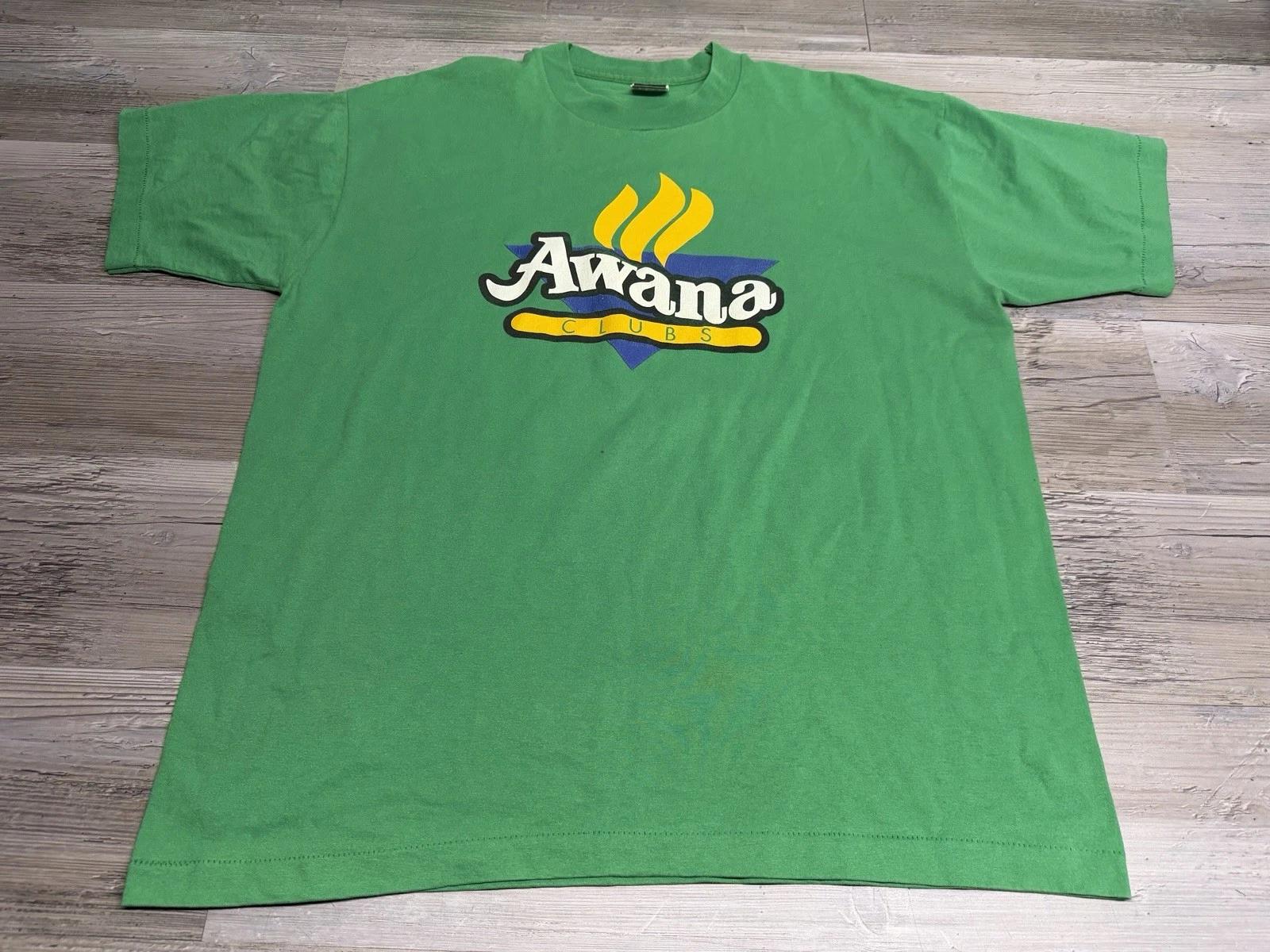 

Vintage Awana Clubs T-Shirt Christian Single Stitch Graphic Tee 90s USA Made XL 3XL