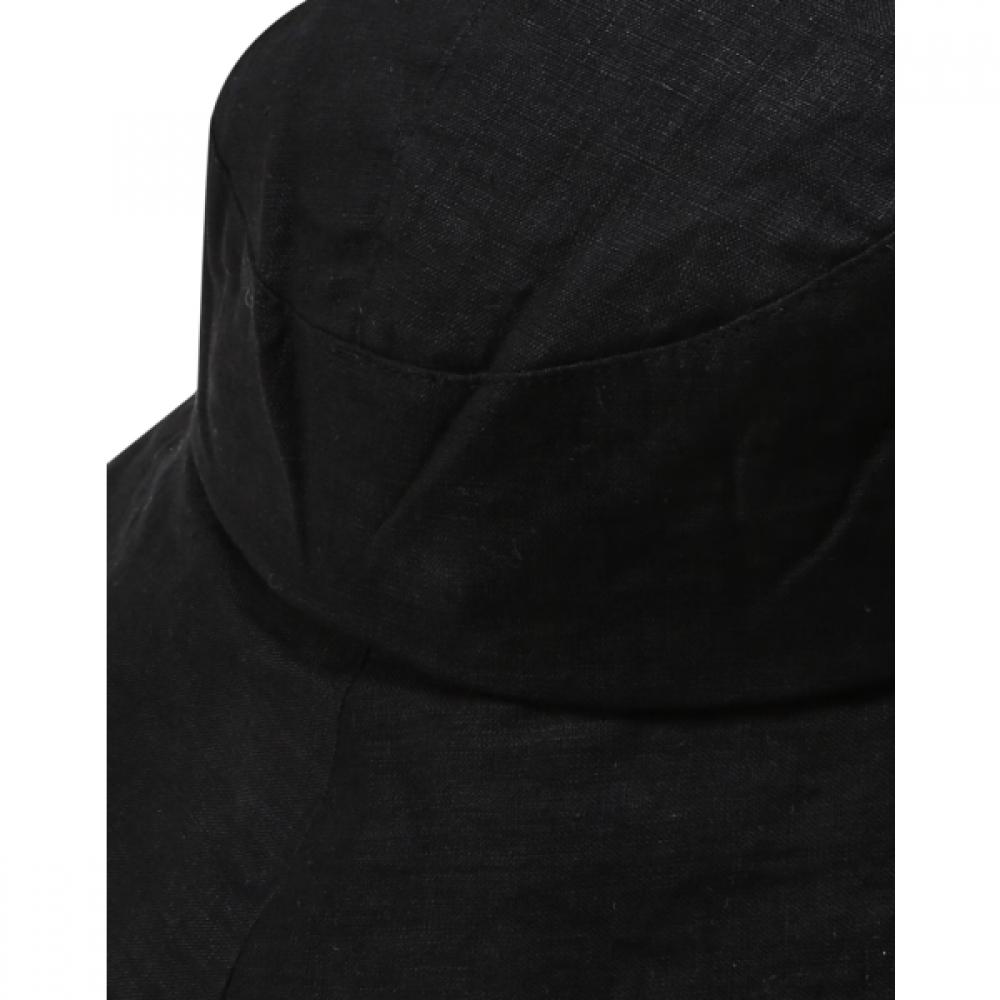 Daks Women Navy Check Pattern Linen Floppy Hat Dbhe5e122bk