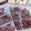 1440 Pcs Red Rhinestone Nail Art - Shiny Flatback Glass Rhinestones for DIY Accessories
