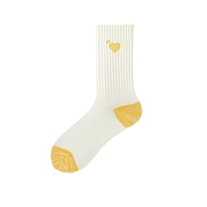 

Стильные японские хлопковые носки с вышитой надписью «Love» и цветной пяткой — унисекс, спортивный, высокий дизайн One Size 36-44