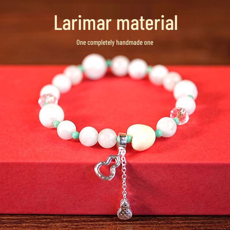 Elegant Chinese Petrified Wood Bracelet with Gourd Pendant – Women's Luxury Wenwan Jewelry