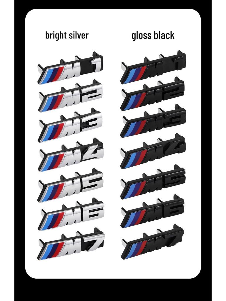 Fits BMW M Series: M5, 3 Series, X3M, X5M, M2, XM, M4, M6, X7M Grille Badge, Sport Decals (Black)
