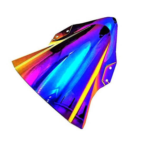 Motorcycle Windshield Iridium Windscreen with Black Nuts and Bolts for Kawasaki Ninja 400 2018 2019 Fasteners, (Deep Iridium)