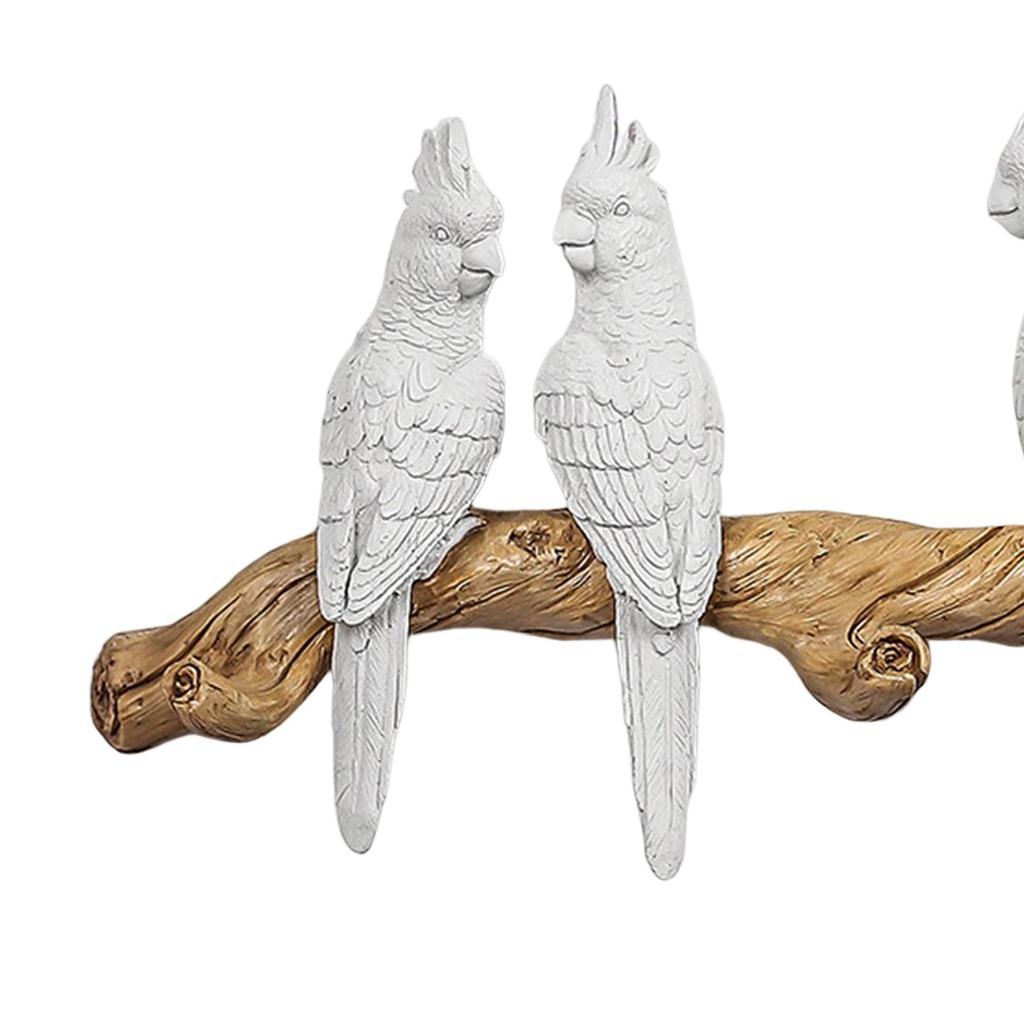 Parrot Statue Wall Decor Wall Sculpture Resin Bird Figurine Realistic Parrot Statues for Living Room