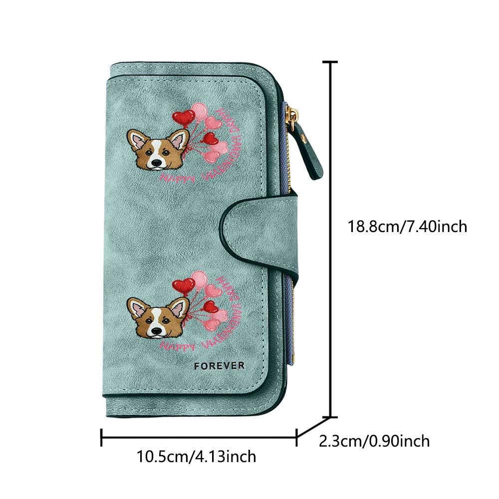 Corgi Heart-Shaped Long Zipper Wallet, Large Capacity Card Holder, Unisex Clutch Bag, Fashionable Zipper Coin Purse, Suitable for Daily Use, A Great