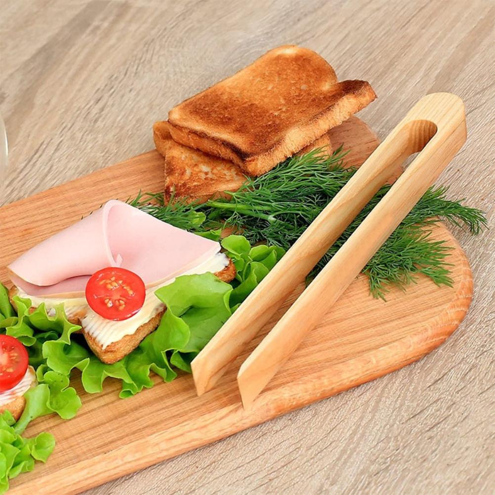 Magnetic Bamboo Toaster Tongs Kitchen Toast Tongs for Cooking Natural Bamboo Kitchen Utensils
