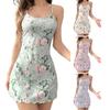 Women's Nightgown with Adjustable Thin Shoulder Straps Round Neck Ice Silk Slim Fit Dress for Home Sleep Beach Wear
