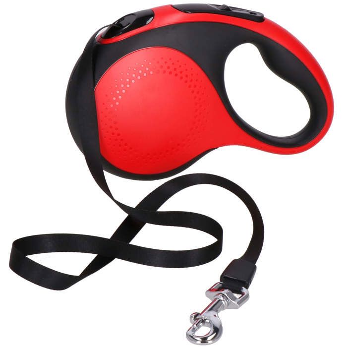 Laisse rétractable - Springos® - 5 m - Mousqueton pivotant 360° - Poignée ergonomique - Anti-enchevêtrement