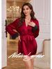 Luxury Midnight Lace Ice Silk Short Robe Pajamas for Women - Summer Homewear WP3540