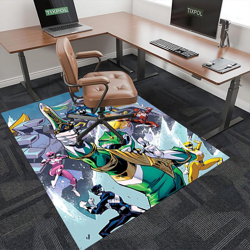 1pc Power Rangers Green Ranger Anime Cartoon Design Office Chair Mat Non-Slip Carpet for Home Decor Living Room Bedroom Game Room Gift All Seasons.Y03