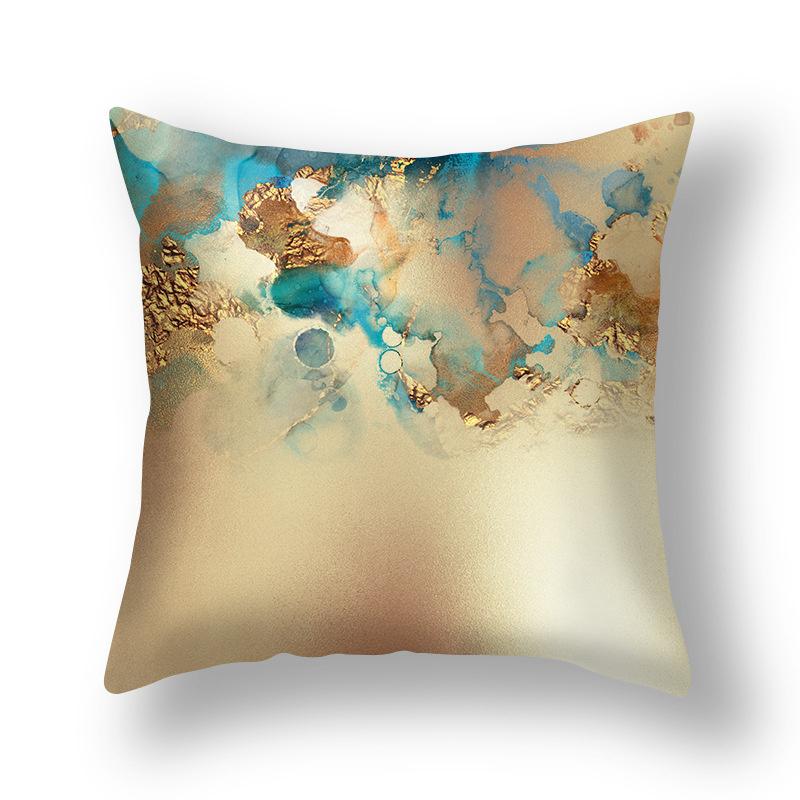 45x45cm Nordic Ins Abstract Gold Blue Marble Print Cushion Cover Sofa Office Seat Lumbar Pillow Cover Home Decoration