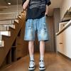 JYL Men's Denim Shorts American High-Street Ripped Summer Loose Casual Fifth Pants Denim