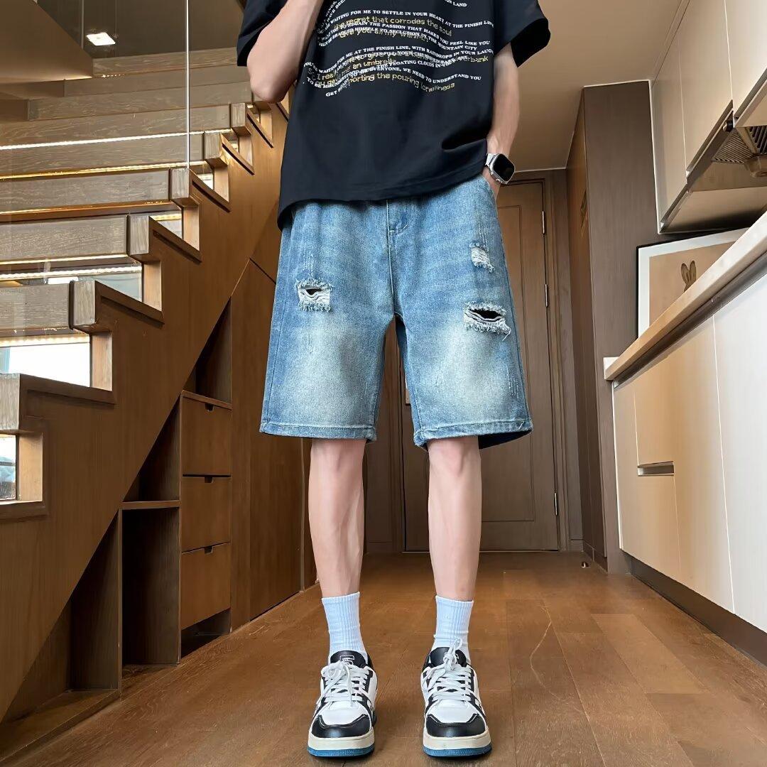 Джинсовые шорты JYL мужские Американский Хай-Стрит Рваные Летние Свободные Повседневные Пятидюймовки Джинсовые 3XL