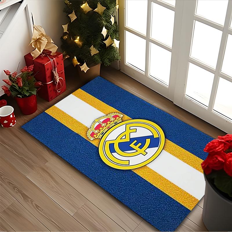 Real Madrid Rug Ideal for Reading Room, Multi-purpose Office Chair Sofa Carpet, Anti-slip Printed Home Area Rug