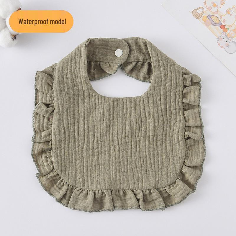 Ruffle Lace Waterproof Cotton Baby Bib (Seven-Layer Gauze)