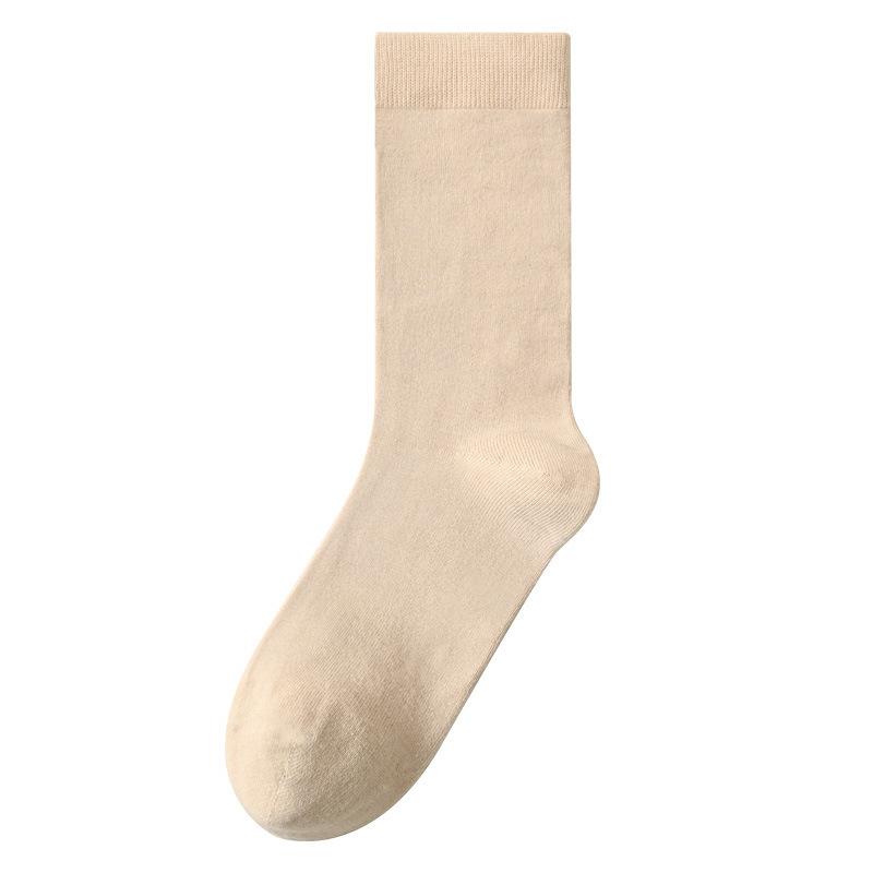 5 Paar Damen Frühling und Herbst Reine Baumwolle Einfarbig Reine Baumwolle Sport Verdickte Mittellange Socken