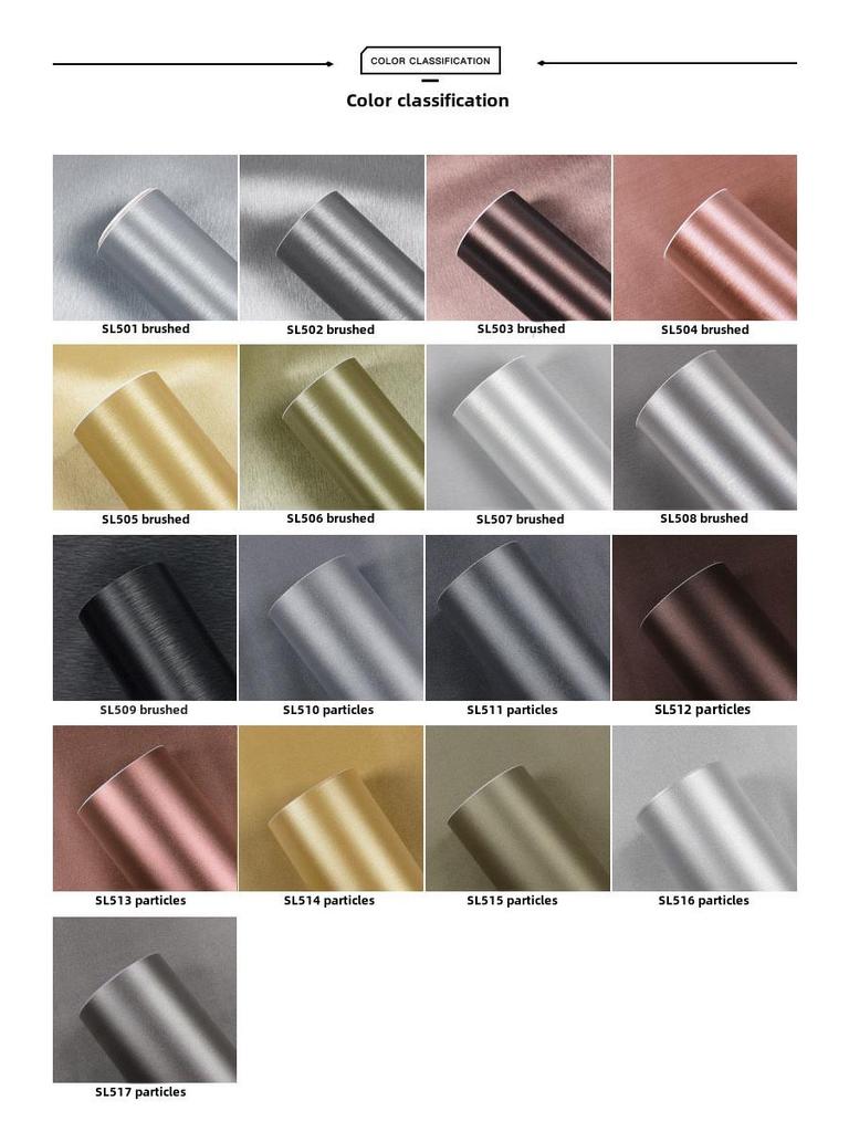 Gold & Silver Brushed Metal Stainless Steel Adhesive Film for Refrigerator, Elevator, and Interior Decor