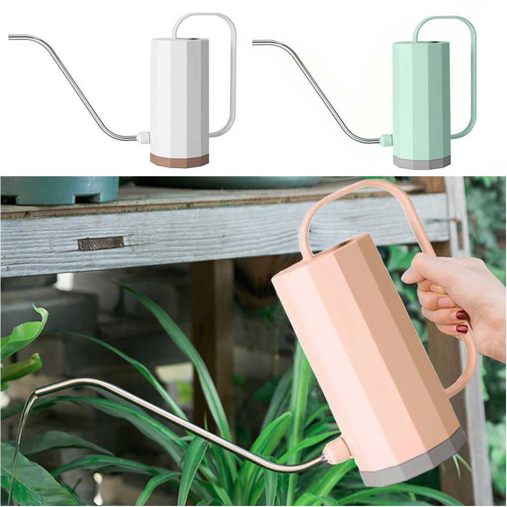 1L Plant Watering Can Stainless Steel Curved Mouth Flowers Watering Can Portable Multi-function Bonsai Garden Sprinkler Bottle