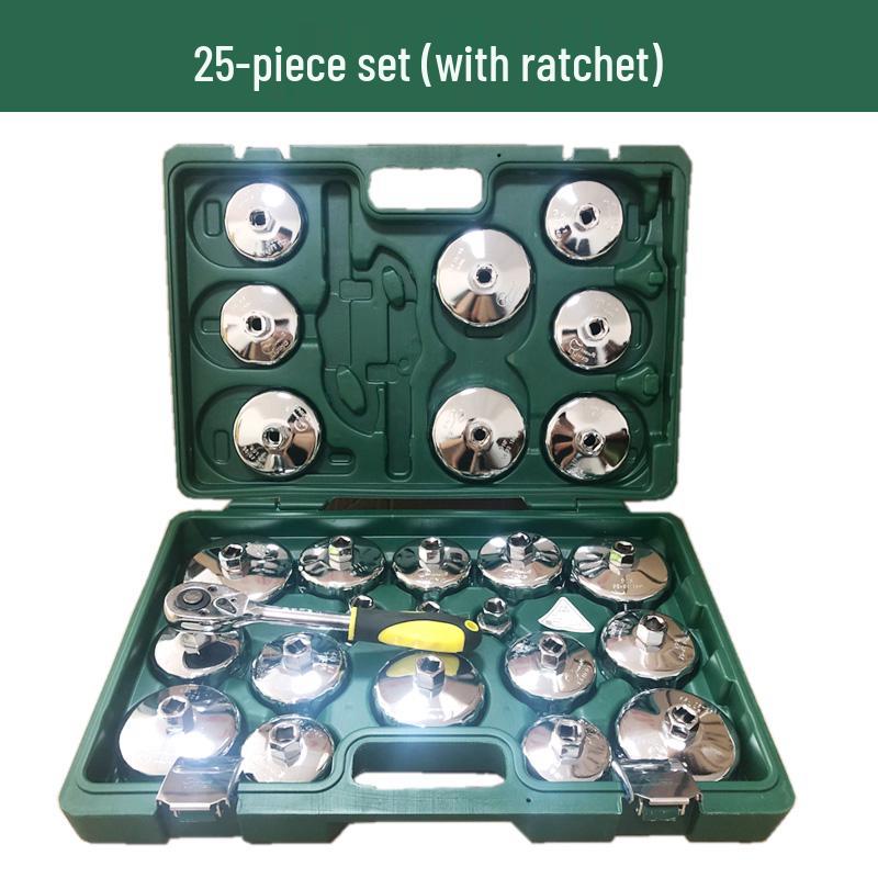 Steel Engine Oil Filter Wrench Set - Cap Style Auto Maintenance Tool
