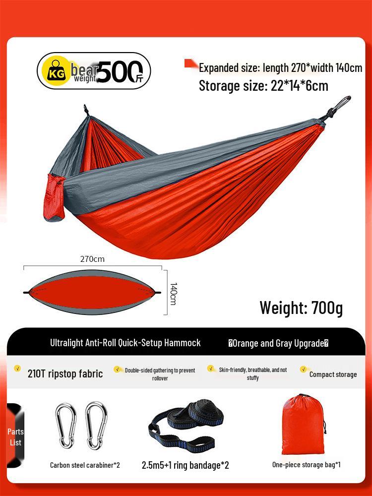 Portable Nisi Fabric Anti-Rollover Hammock for Camping and Travel