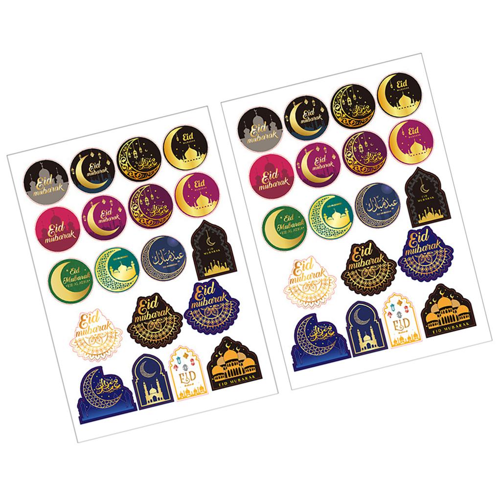 38 Pcs Self-Adhesive Labels Ramadan Stickers Decorative Sticker Eid Mubarak Labels Stickers Party Supplies for Adult