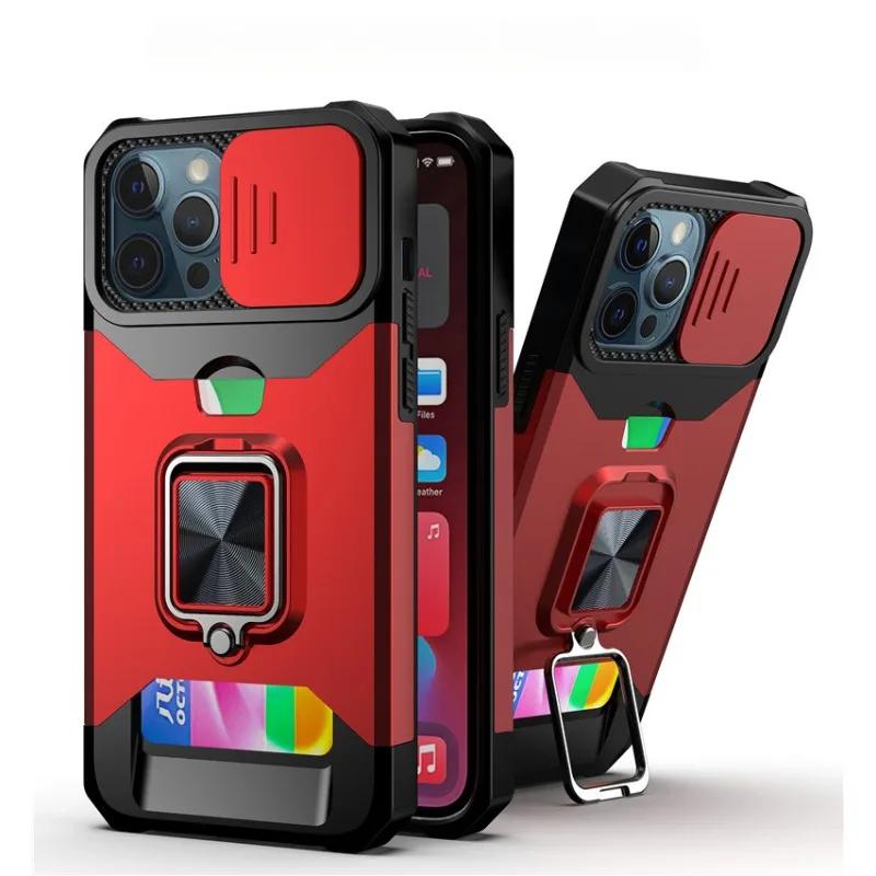 360° magnetischer Halter Handyhülle für iPhone 16 15 14 13 12 Mini 11 Pro Max XS XR 7 8 Plus Ring mit Kartenhalter Schutzhülle