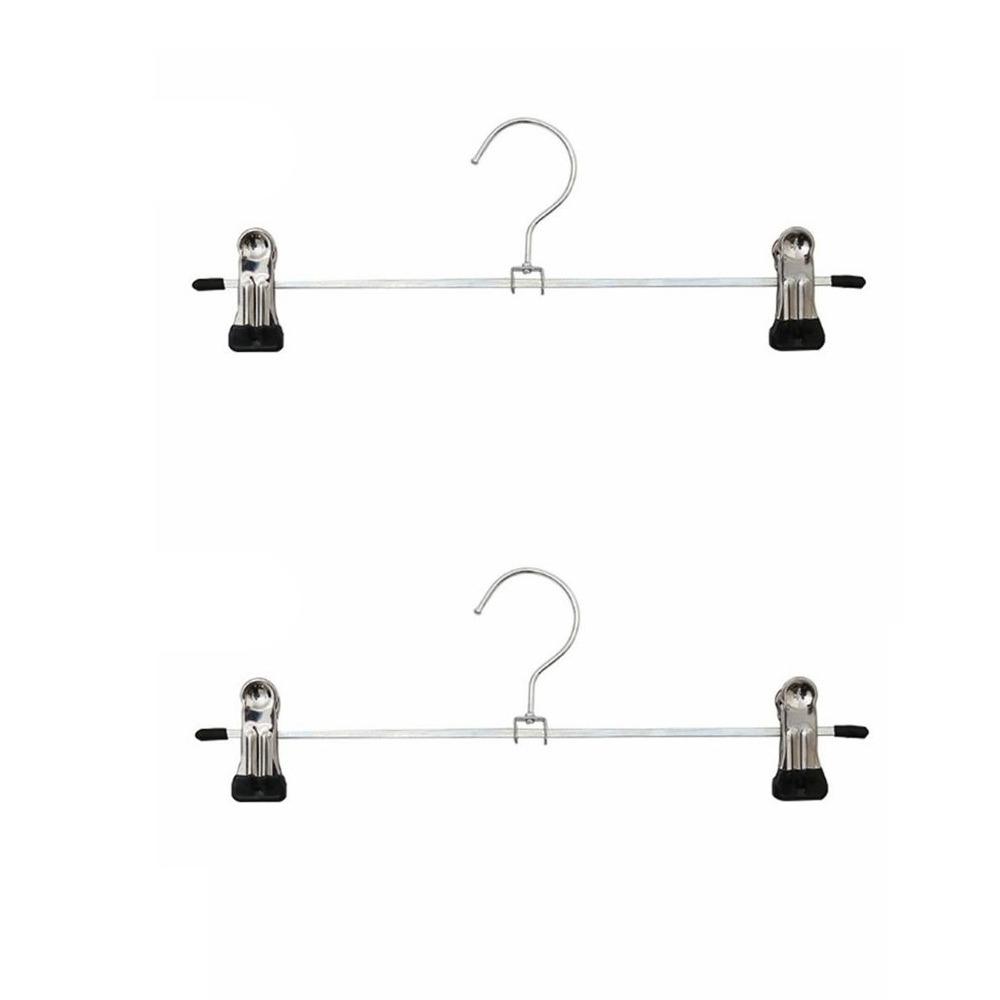 2pcs Stainless Steel Pants Hangers Space-Saving Multi-functional Non-Slip Hangers Adjustable Clothes Rack Household Closets