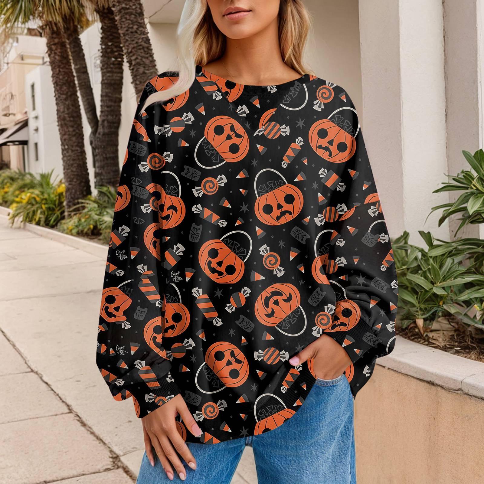 

Fashion Retro 3d Print Halloween Pumpkin Pullover Girls Women Sweatshirts Oversized Tracksuits Pullover Girls Long Sleeves Cloth XL