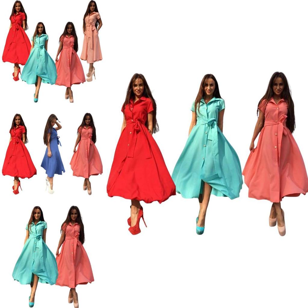 Elegante Abito Lungo da Donna con Opzioni Colorate in Tessuto Misto Cotone per l'Estate