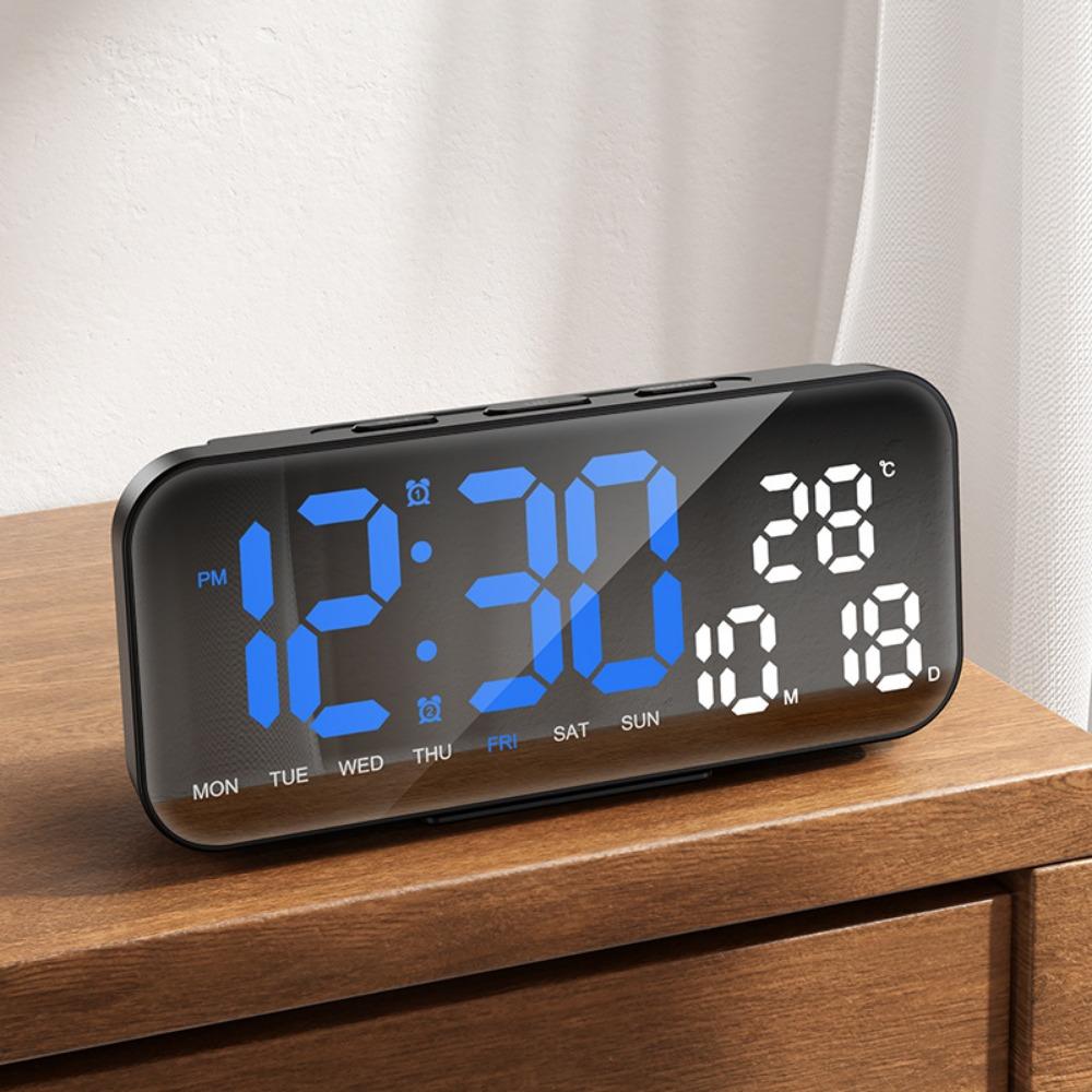 

Creative USB Powered Digital Alarm Clock Auto Dimmable TEMP Date Table Clock 12/24H Countdown Snooze LED Wall Clock