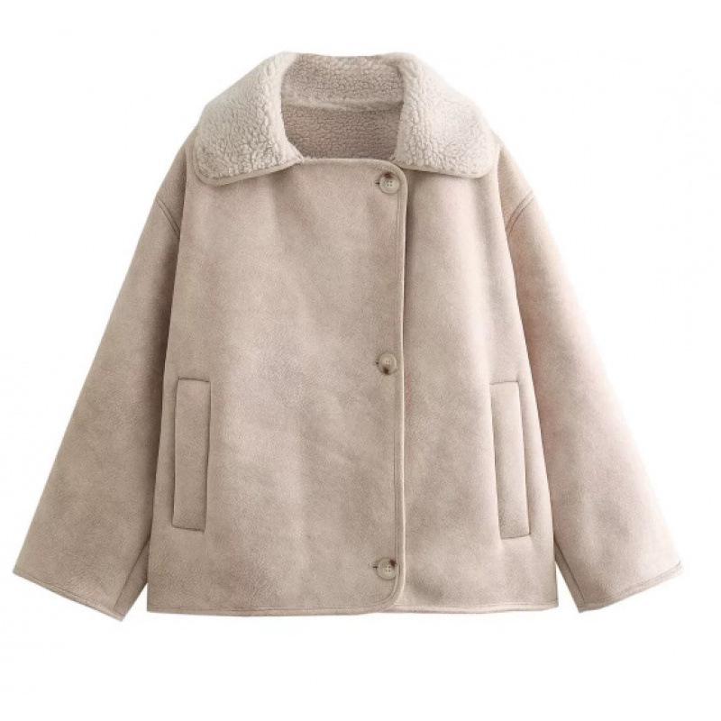 European-American Women s Suede Warm Jacket - Autumn/Winter New Style Small