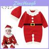 Adorable Christmas Baby Knitted Romper Jumpsuit Outfit W/ Santa Claus Sweater Hat