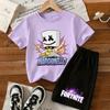 Fashion Cartoon Figure Fun Printed 11 Colors Kids T-shirt and Shorts 2 Piece Set Summer Home Outdoor Casual Outfit Boy and Girl's Sports Set